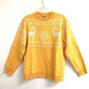 Vintage Sundowner 100% pure wool crewneck reindeer sweater L READ